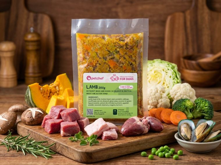 Petchef Lamb healthy dog food pack with fresh ingredients