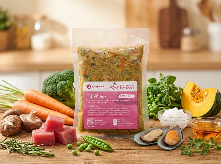 Petchef Tuna healthy dog food pack with fresh ingredients